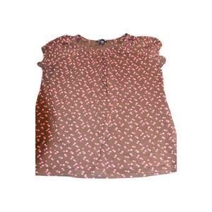 Gap Kids, Cap Sleeve Baby Doll Flutter Tee, Brown w/Pink Dots, EGU, XXL 14-16
